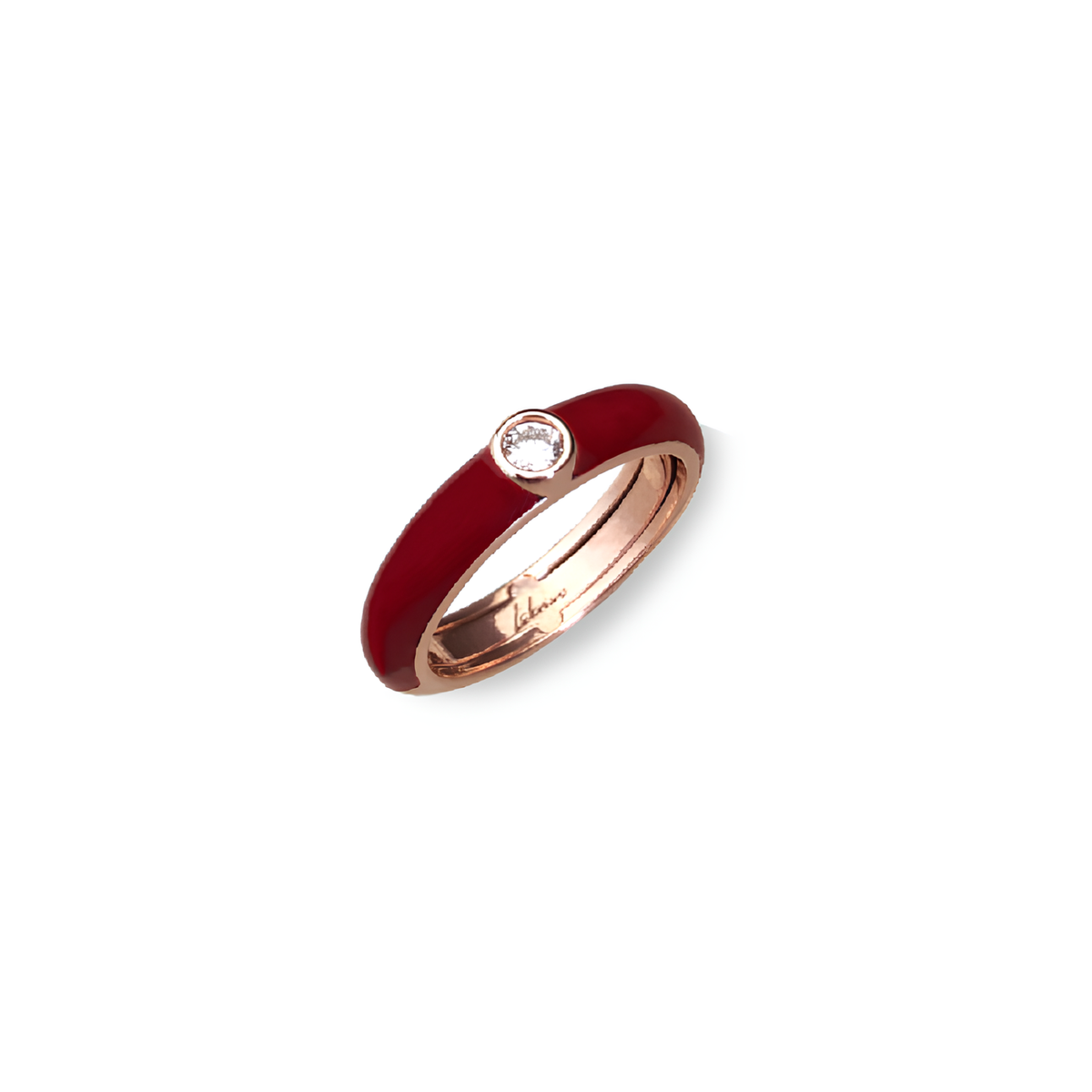 Anello in argento rosè con smalto rosso, Labrioro Jewelry. Collezione EASY CHIC. Codice AN1032R.