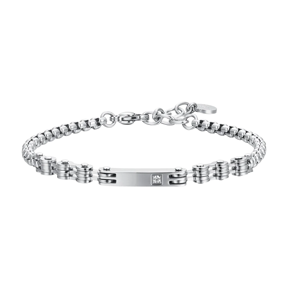 Bracciale uomo acciaio piastra e zircone