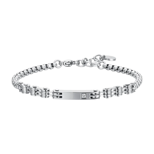 Bracciale uomo acciaio piastra e zircone
