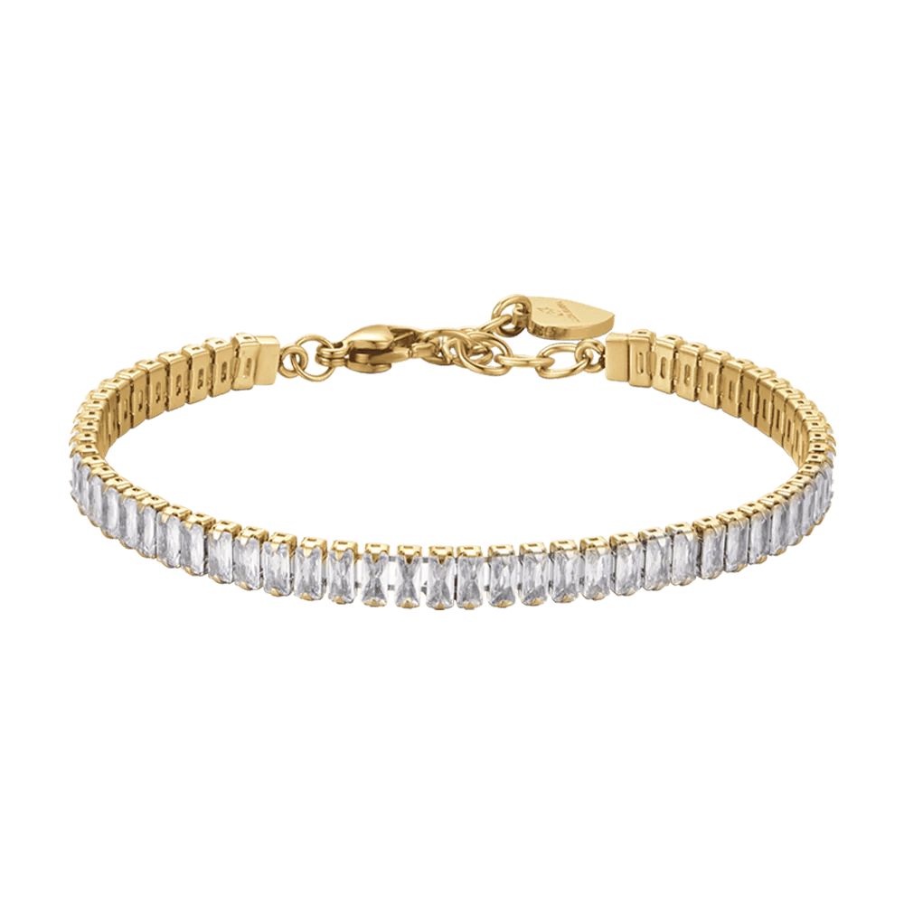 Bracciale tennis donna con cristalli baguette bianchi