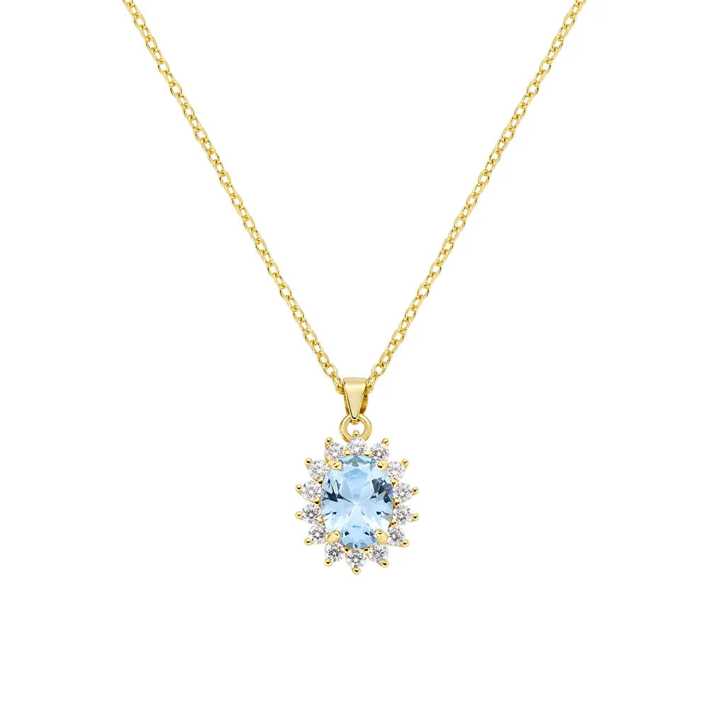 Collana Royal Lady Zircone Acquamarina Dorata in Argento 925