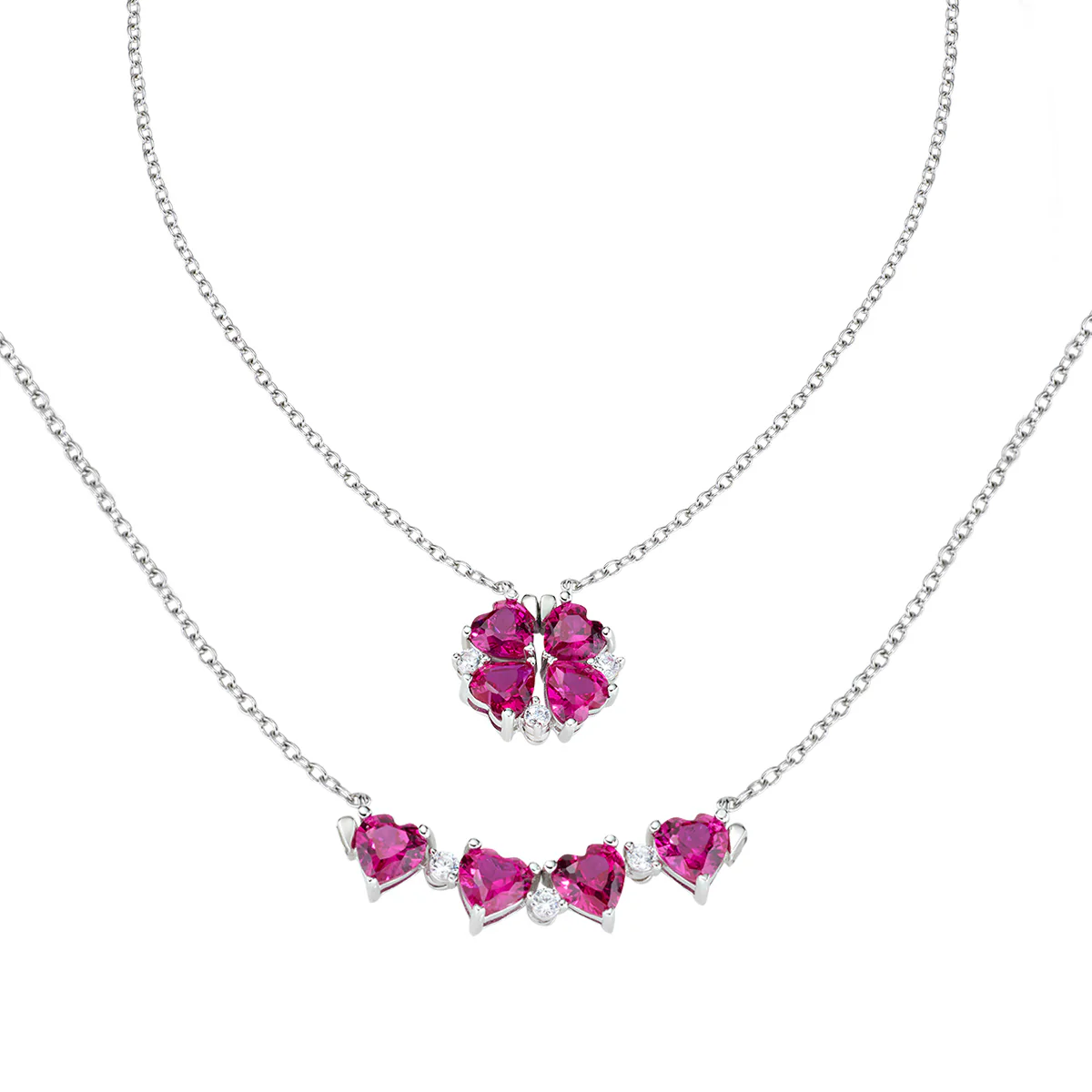 Collana Quadricuore Magnetico Rosso