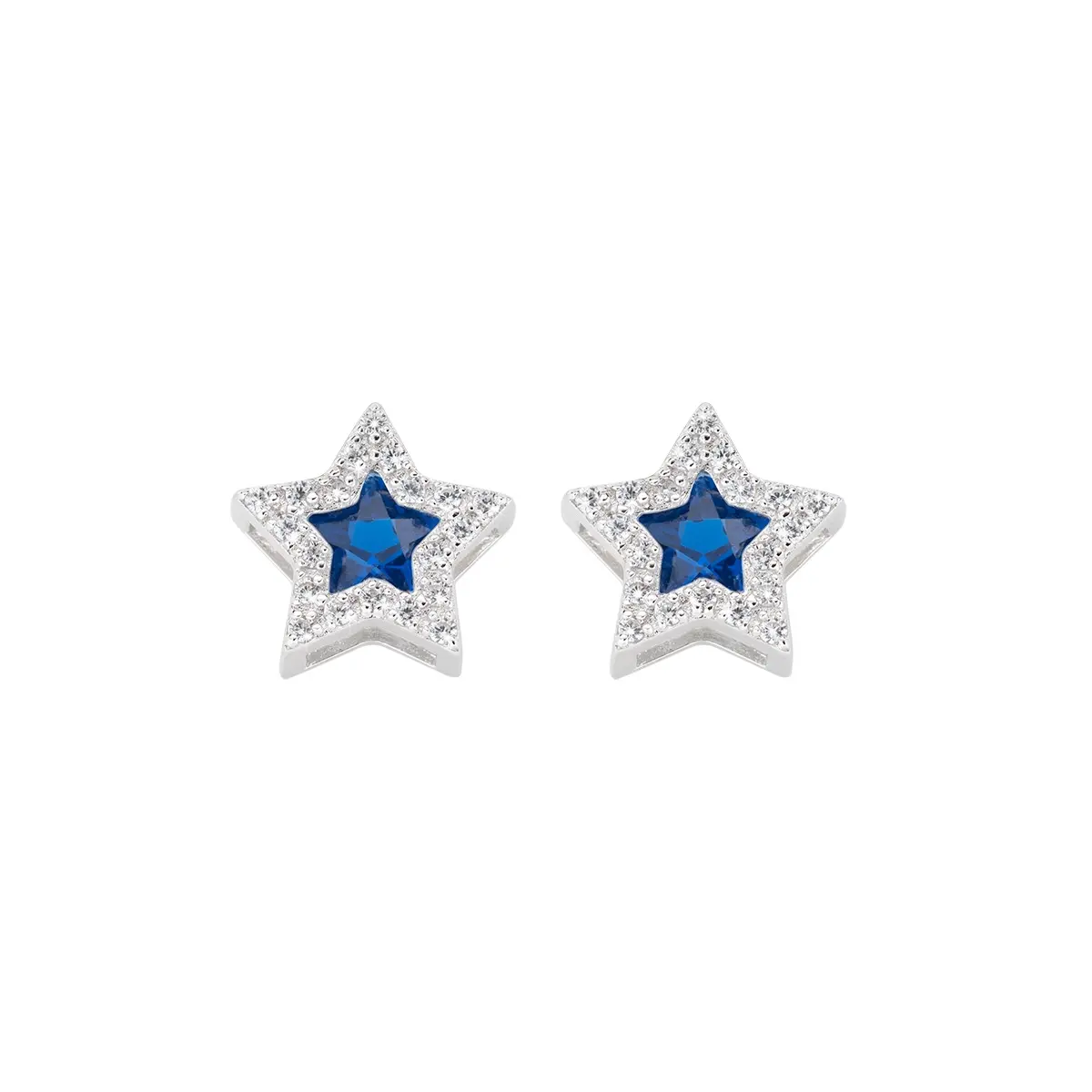 Orecchini Stella Zirconi Bianchi e Blu