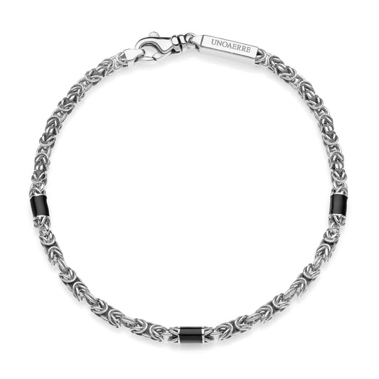 Bracciale uomo in argento e smalto nero