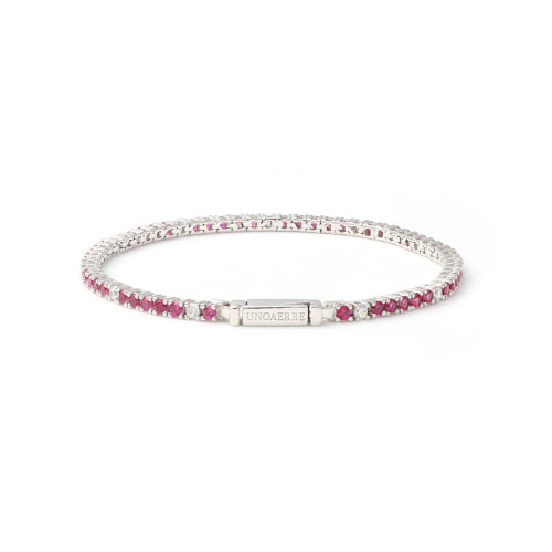 Bracciale tennis bianco e fucsia