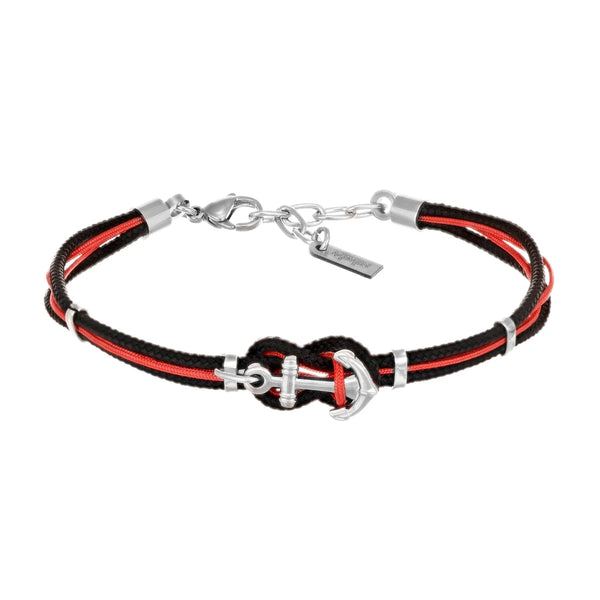 Bracciale Io & Te Rosso e Nero in Acciaio e Corda