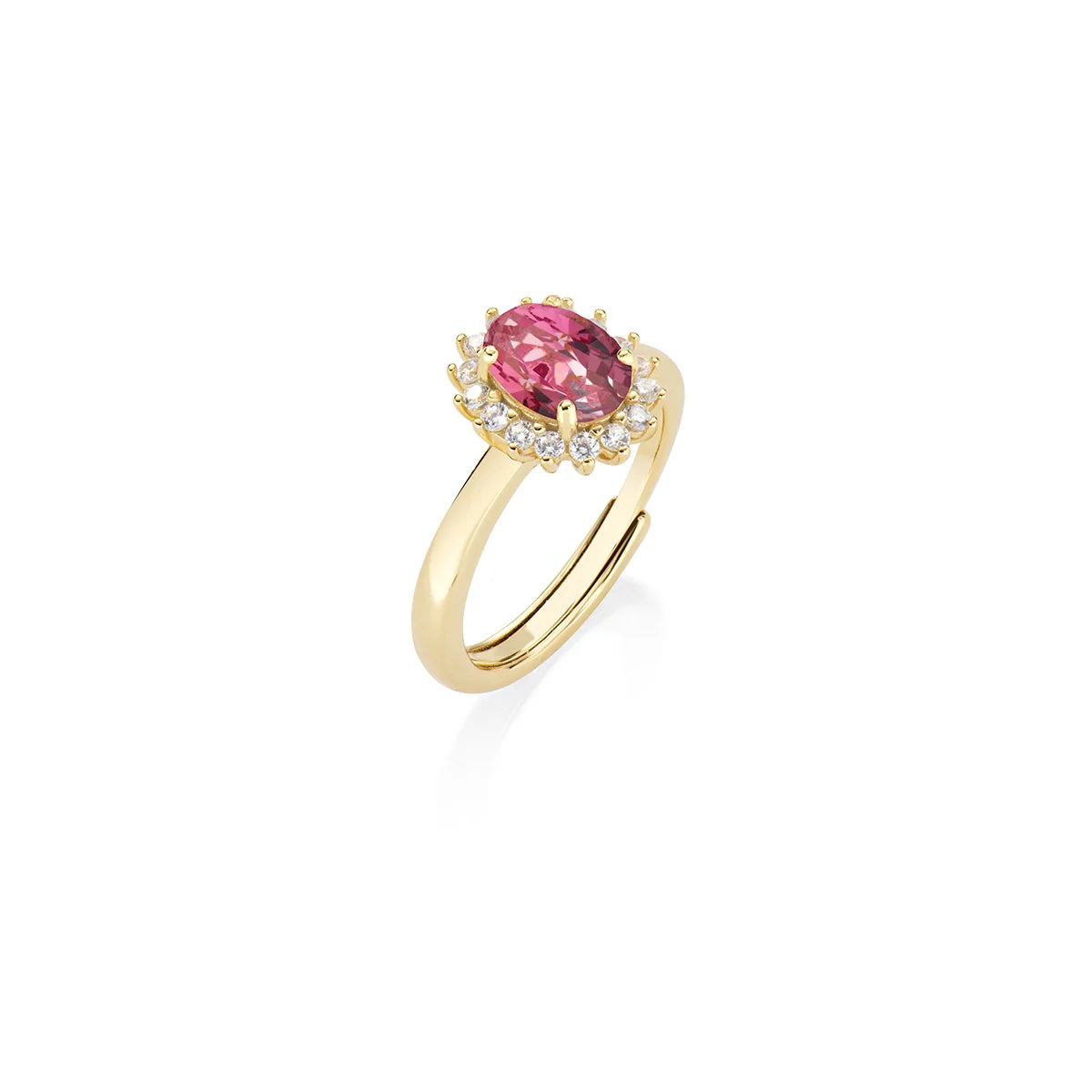 Anello Mini Royal Lady Dorato Zircone Rosso Ciliegia in Argento 925