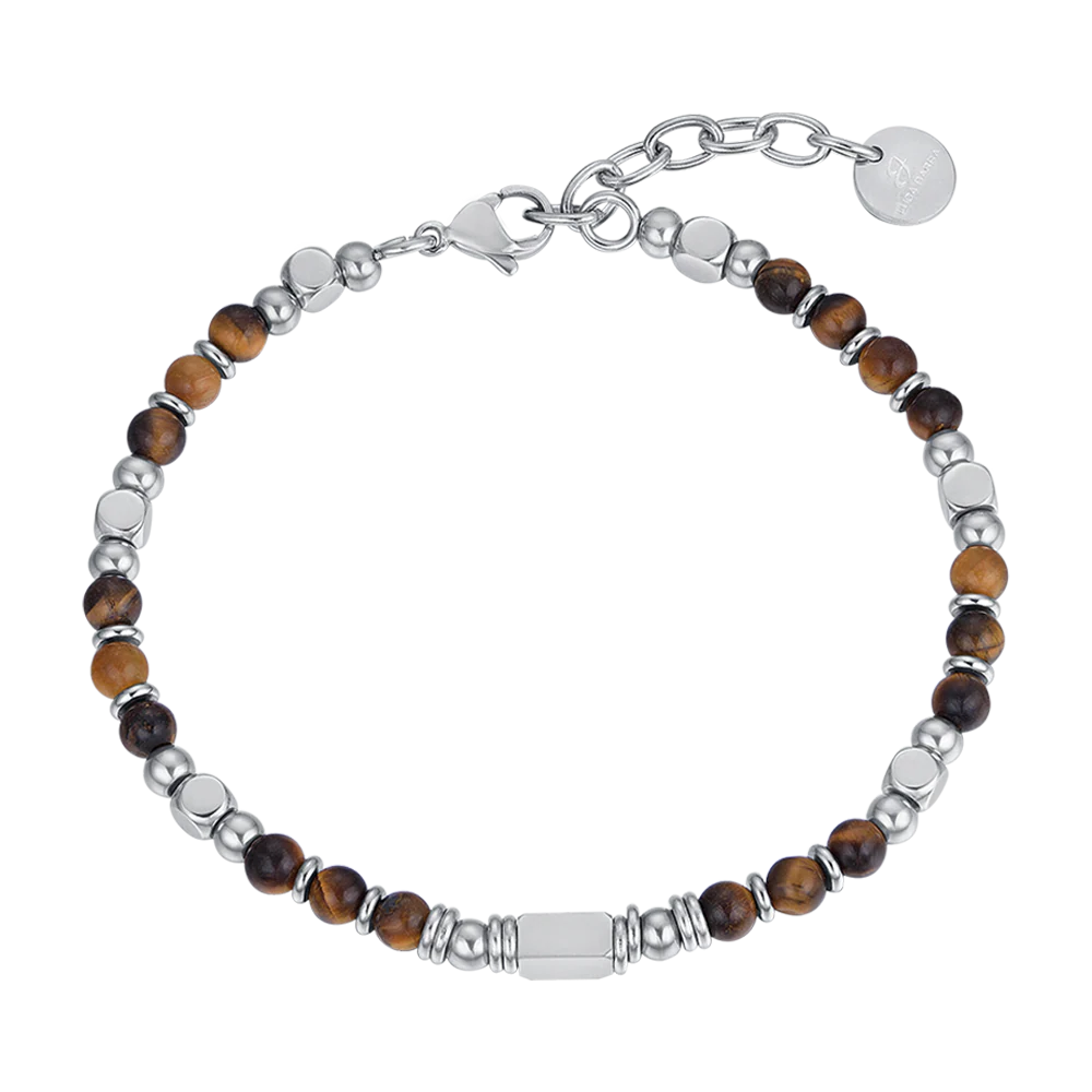 Bracciale uomo in acciaio con occhio di tigre