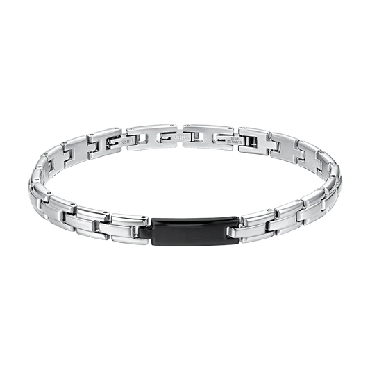 BRACCIALE UOMO IN ACCIAIO CON PIASTRA IP NERO