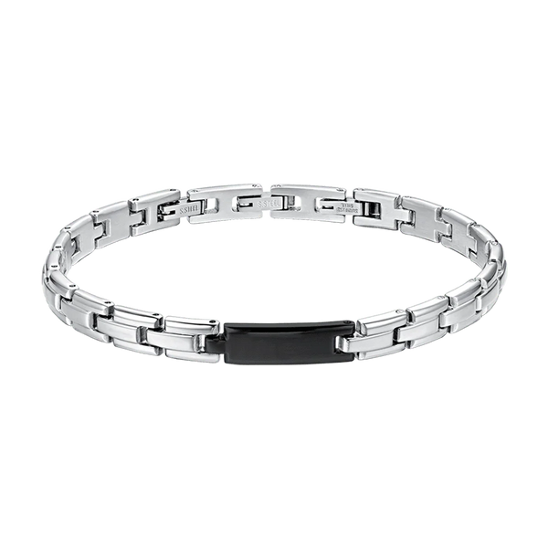 BRACCIALE UOMO IN ACCIAIO CON PIASTRA IP NERO