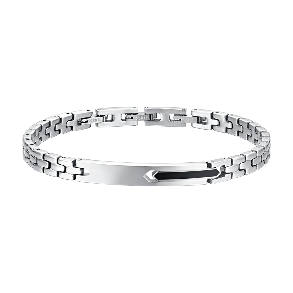 Bracciale uomo in acciaio con dettagli IP nero