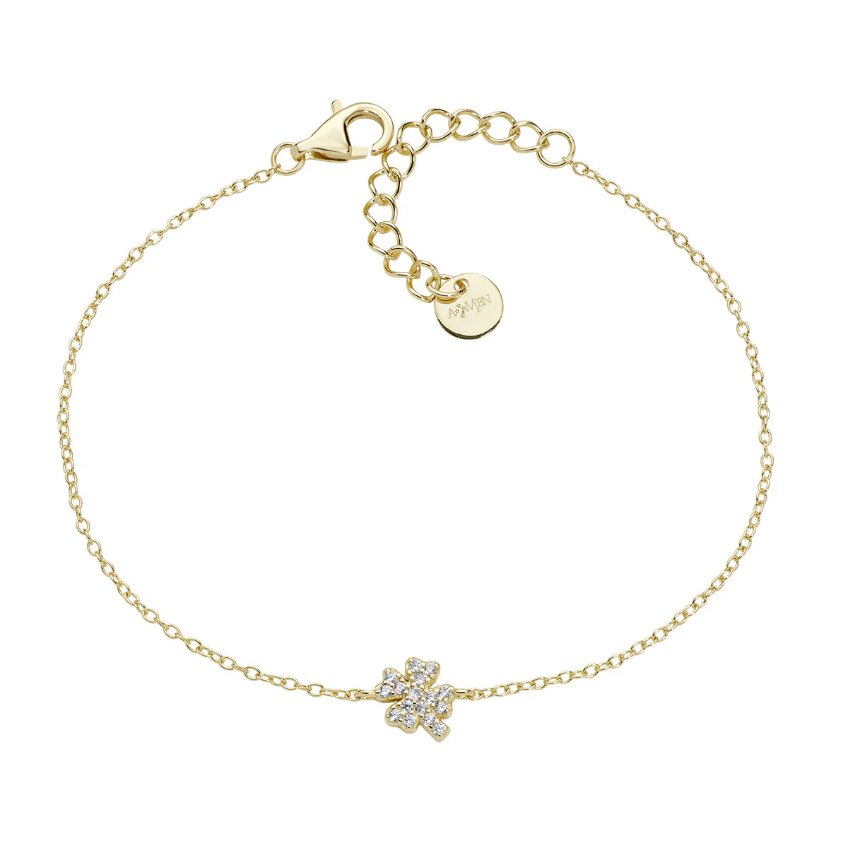 Bracciale Mini Quadrifoglio Pavé Dorato