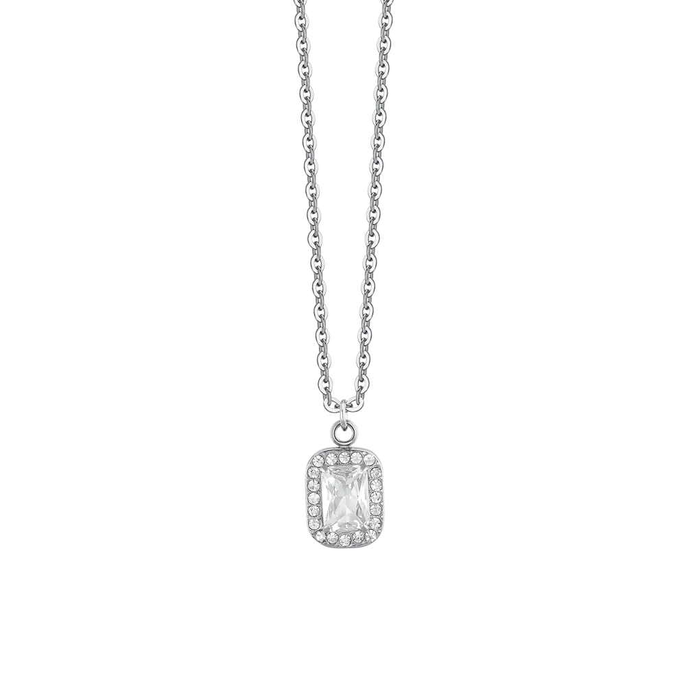 Collana acciaio cristalli e zirconi