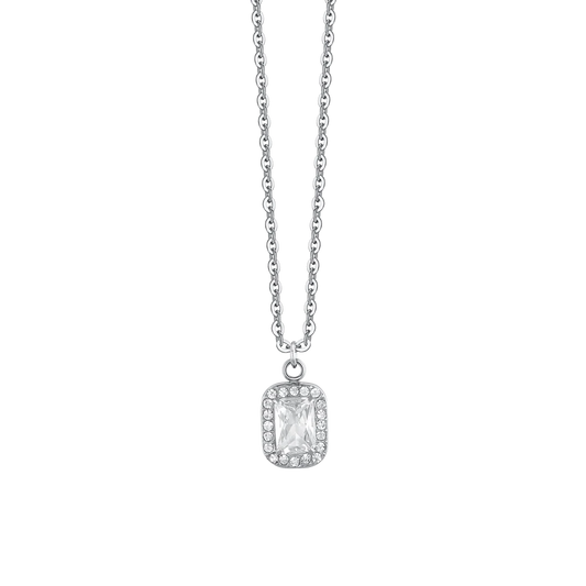 Collana acciaio cristalli e zirconi