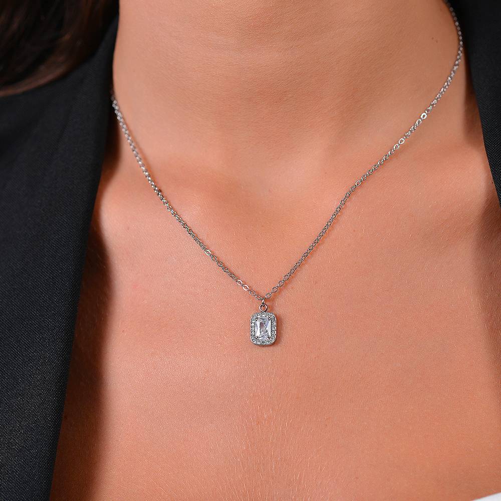 Collana acciaio cristalli e zirconi