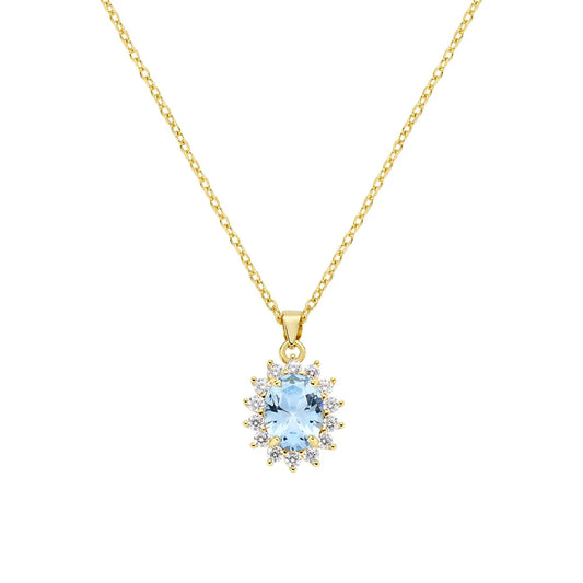 Collana Royal Lady Zircone Acquamarina Dorata in Argento 925