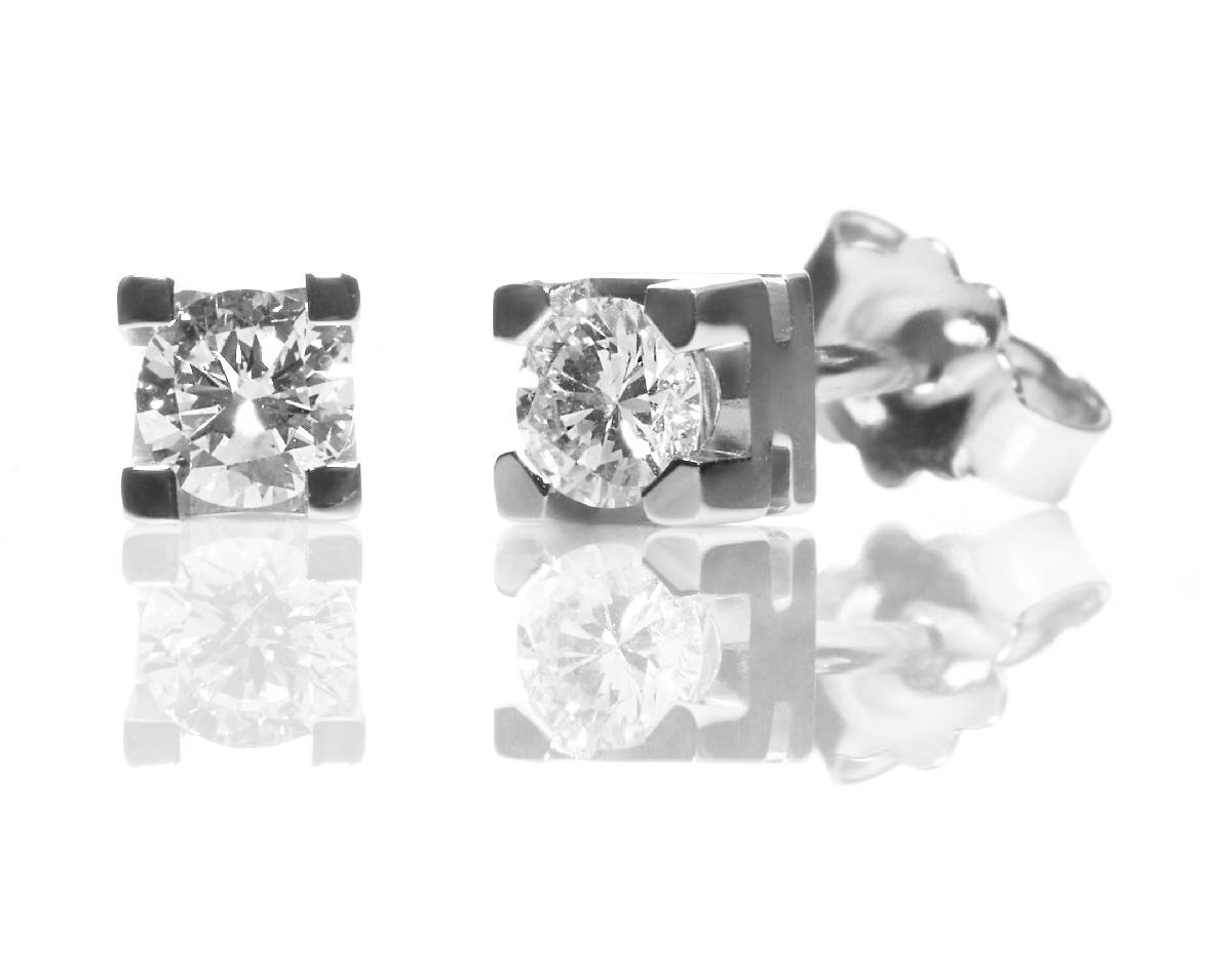 Orecchini oro 18kt con brillanti montatura quadrato