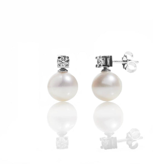 Orecchini oro 18kt perle e brillanti