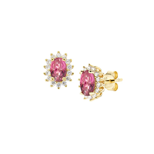 Orecchini Royal Lady Mini Dorati con Zircone Rosso Ciliegia in Argento 925