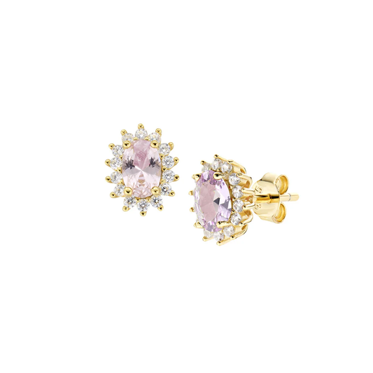 Orecchini Royal Lady Mini Dorati con Zircone Morganite in Argento 925